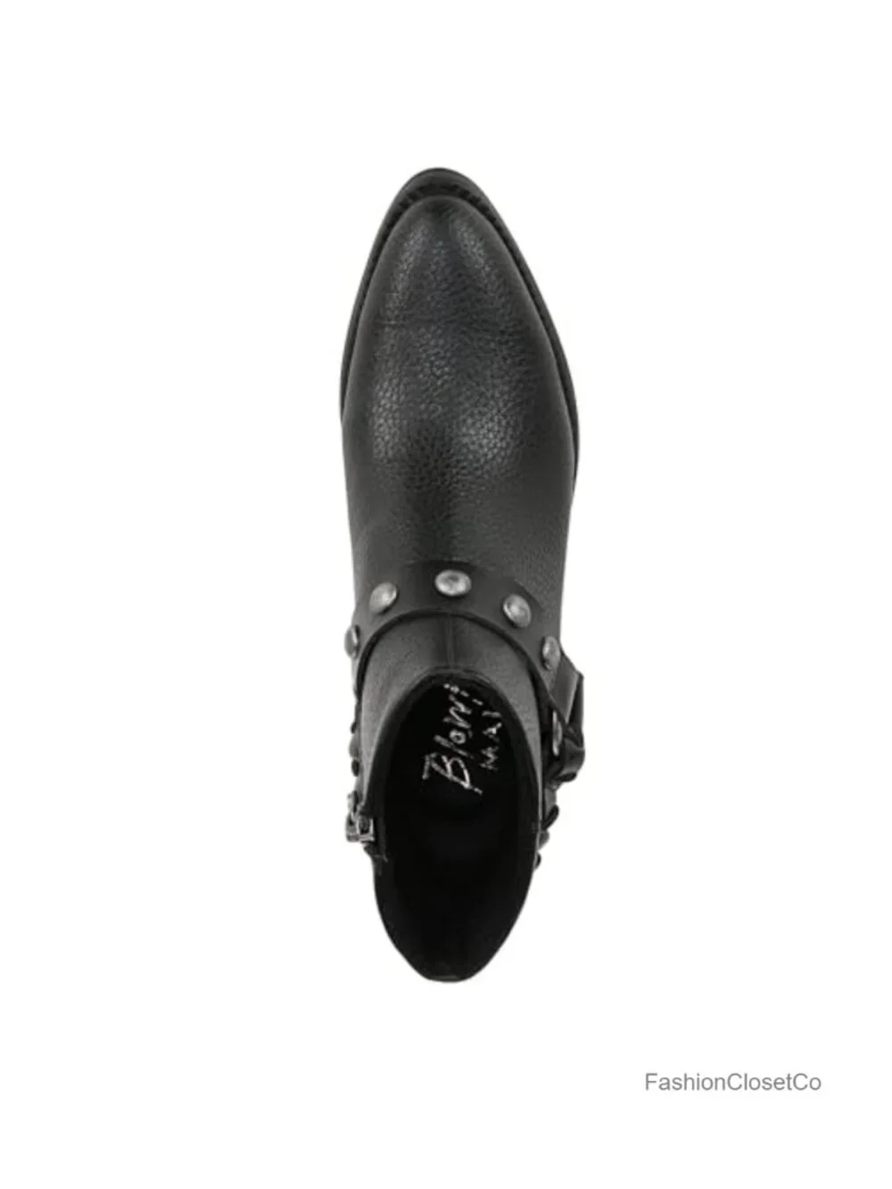 Western Ankle Bootie with Faux-Leather Upper, Block Heel, Zip Closure